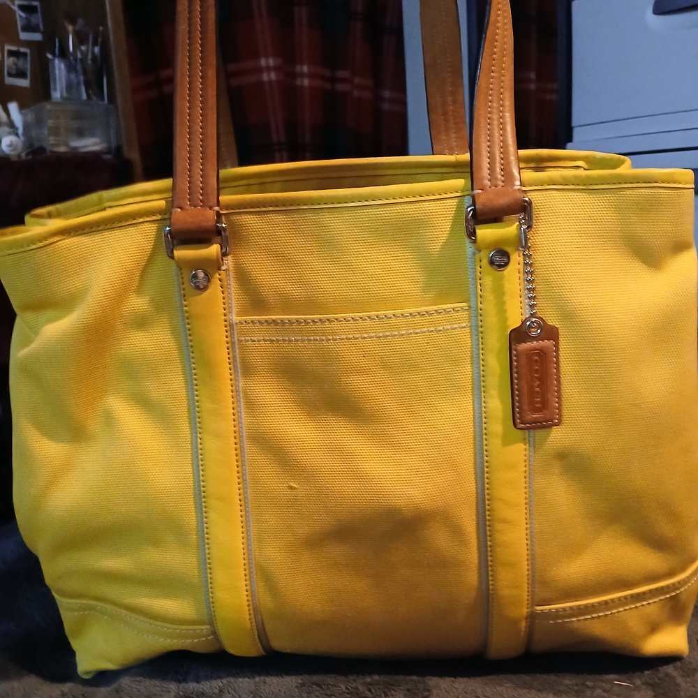 Coach Yellow Canvas Tote Bag